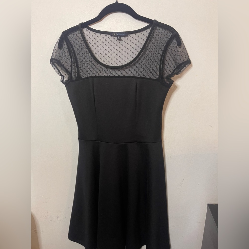 Mini black dress with lace back